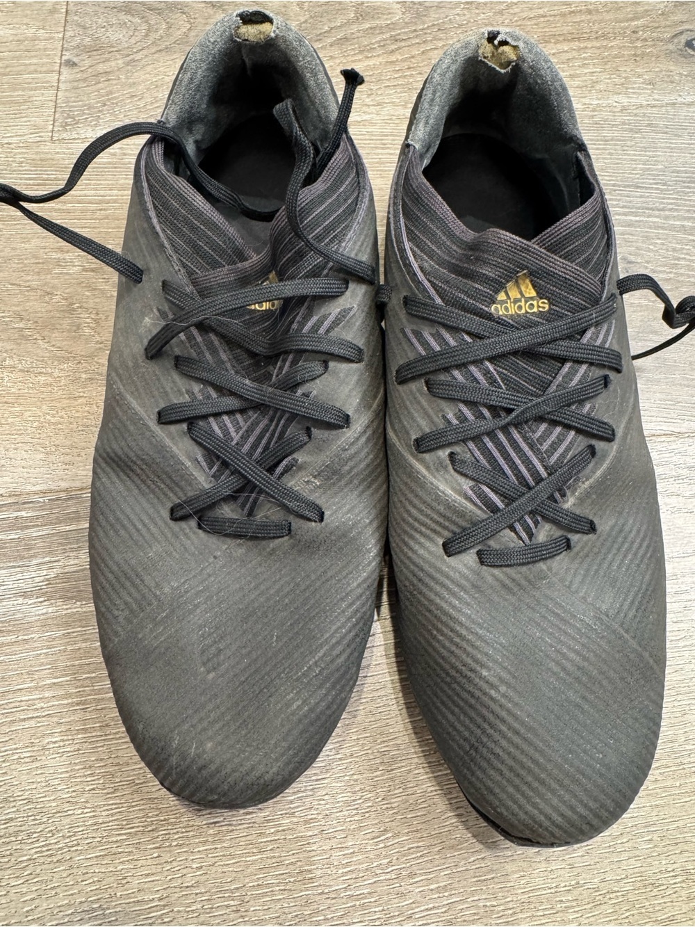 adidas nemesis Men’s Black Athletic Lace-Up Sneakers with Gold Logo